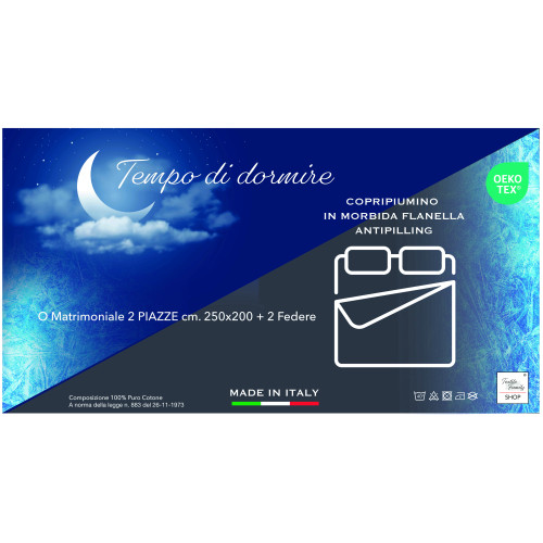 Copripiumino Matrimoniale Cuore e Baita - Flanella Cotone 100% - Made in Italy