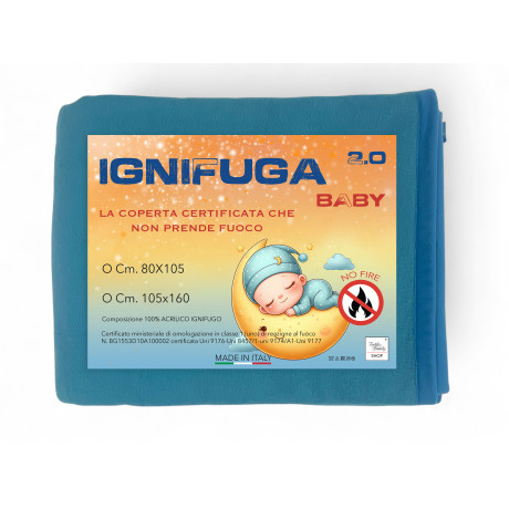 Manta ignífuga para niños de jardín de infantes FIREPROOF 2.0 BABY - Azul y Beige - Cuna y cuna para bebés - Made in Italy 2