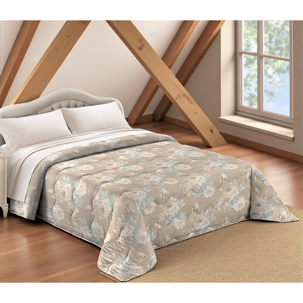 Trapunta Sanderson Fiore Tiffany - Motivo floreale elegante con dettagli tiffany su fondo neutro