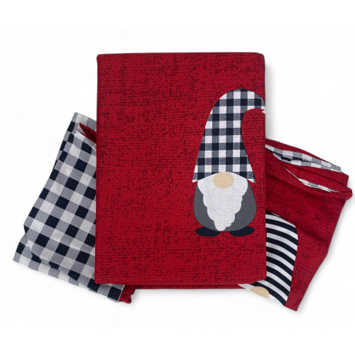 Housse de couette rouge avec des elfes - tissu doux et respirant, style de Noël chaud et confortable
