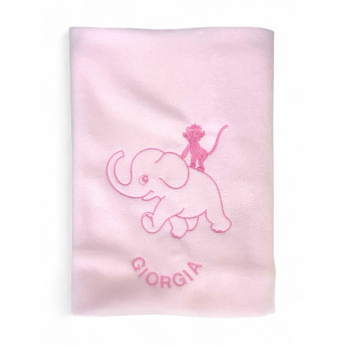 Funda de lana personalizada con nombre de elefante bebé – 70x100 y 100x140 – Jardín de infantes