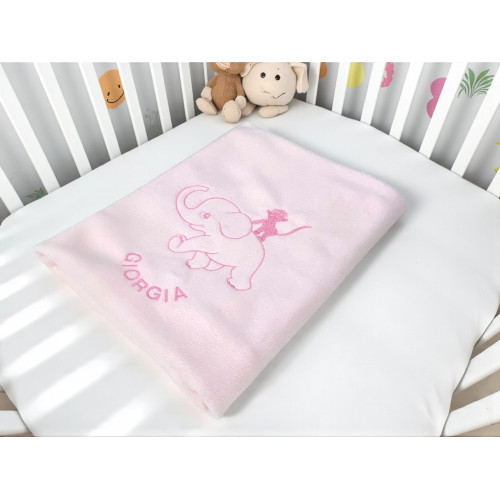 Copertina Pile Personalizzata con Nome Elefantino – 70x100 e 100x140 – Asilo