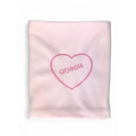 Funda de vellón de corazón personalizada - Bordado con el nombre del niño / niña - Cuna de jardín de infantes 2