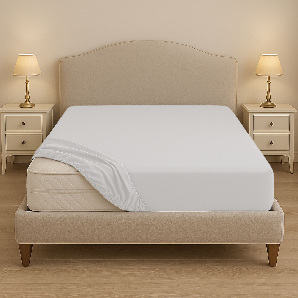 Made-to-measure bottom sheet in 100% cotton – With elastic corners for oversized beds