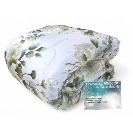 Quilt Bow Sanderson fleur blanche délicate 300 gr/m², 100 % microfibre polyester, Fabriqué en Italie