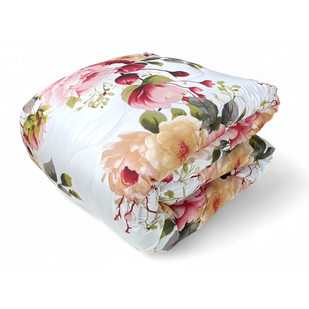 Sanderson délicate fleur rose noeud Quilt – Imprimé floral rose et pêche sur fond blanc