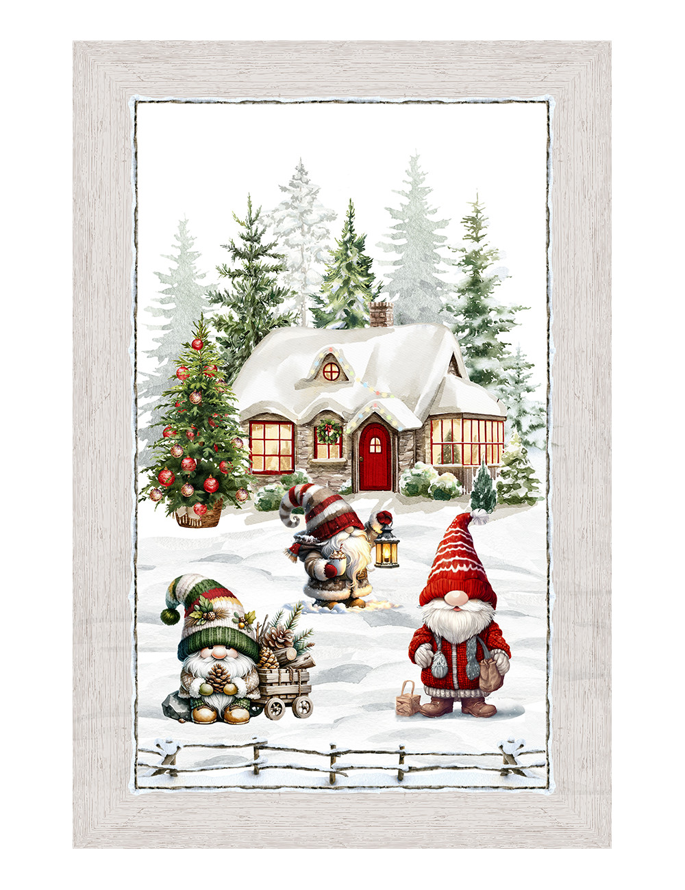 Weihnachtsgeschirrtücher in der Küche – Set 5 Stück 50x70 cm – Dekorative Baumwolle Made in Italy