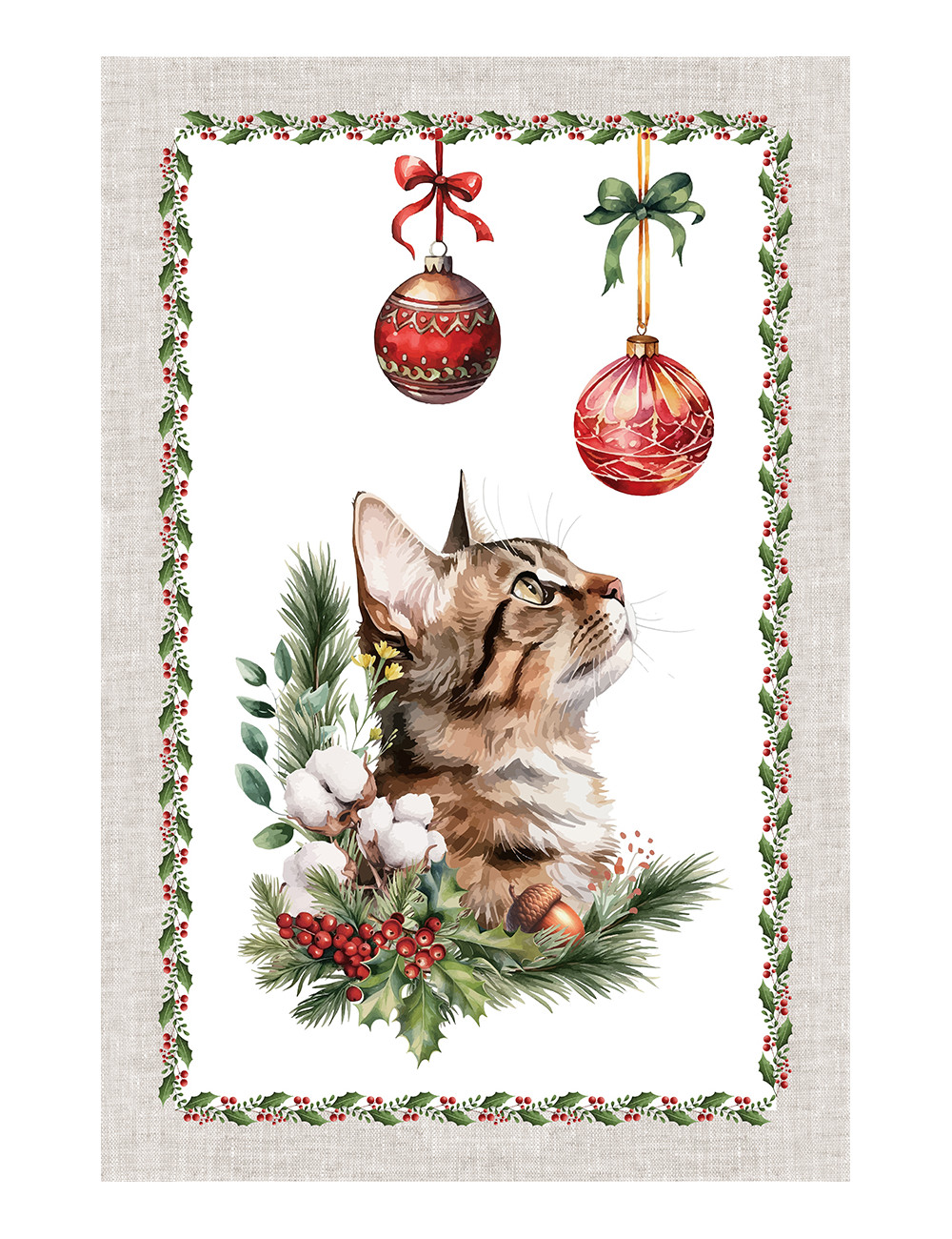 Paños de cocina navideños – Juego de 5 piezas 50x70 cm – Algodón decorativo Made in Italy