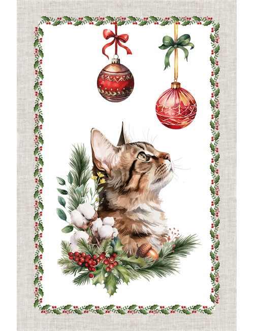 Weihnachtsgeschirrtücher in der Küche – Set 5 Stück 50x70 cm – Dekorative Baumwolle Made in Italy