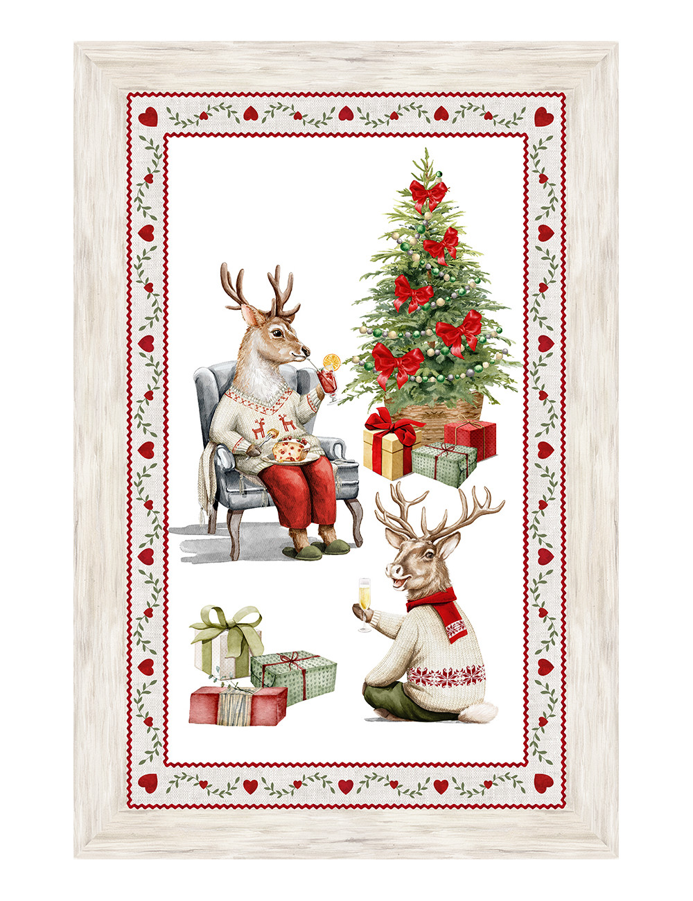 Christmas Kitchen Tea Towels – Set 5 Pieces 50x70 cm – Decorative Cotton Made in Italy