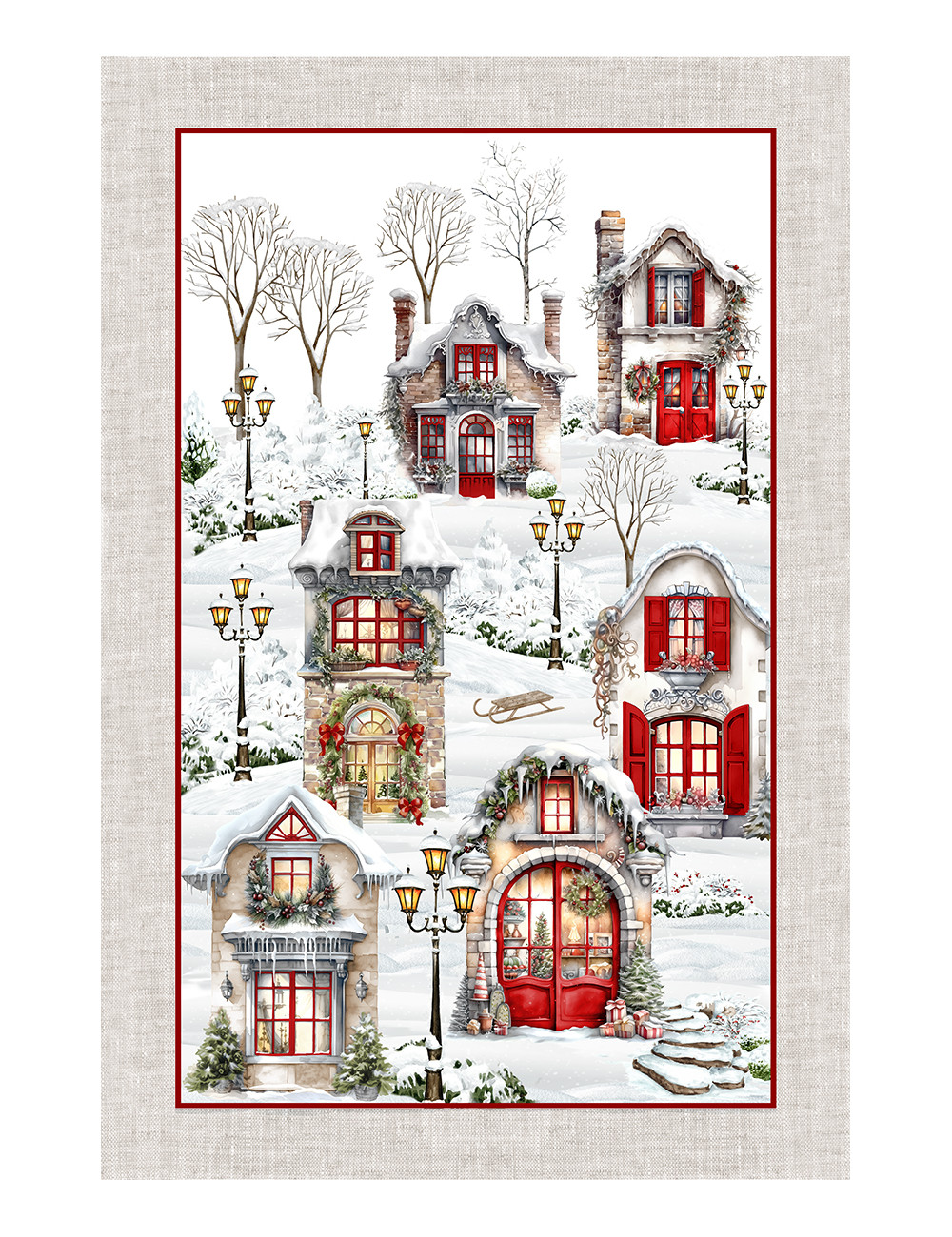 Weihnachtsgeschirrtücher in der Küche – Set 5 Stück 50x70 cm – Dekorative Baumwolle Made in Italy