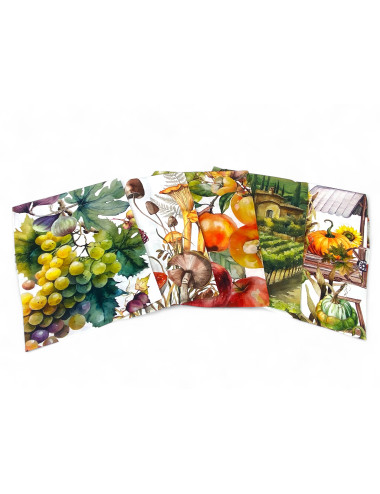 Set mit 5 Küchentüchern aus Baumwolle 50x70 cm mit Herbstmustern Made in Italy 2