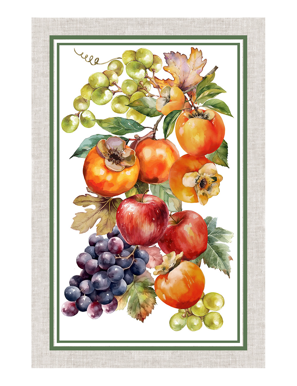 Cotton Kitchen Towels Set 5 50x70 cm – Autumn Patterns Made in Italy