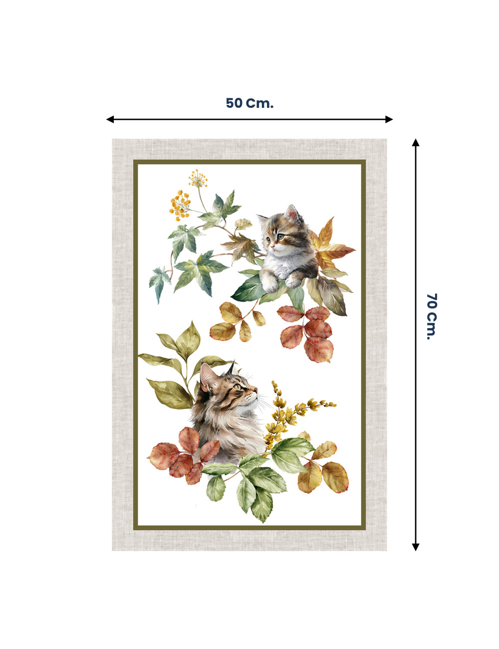Détail d’impression d’art floral de style aquarelle sur tissu naturel