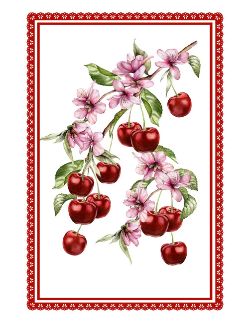 Complete set of 5 floral kitchen towels gift idea Made in Italy