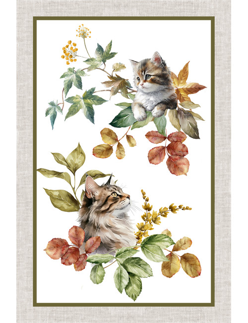 Cotton Kitchen Towels Set 5 Pieces 50x70 cm – Floral and Cat Patterns Made in Italy