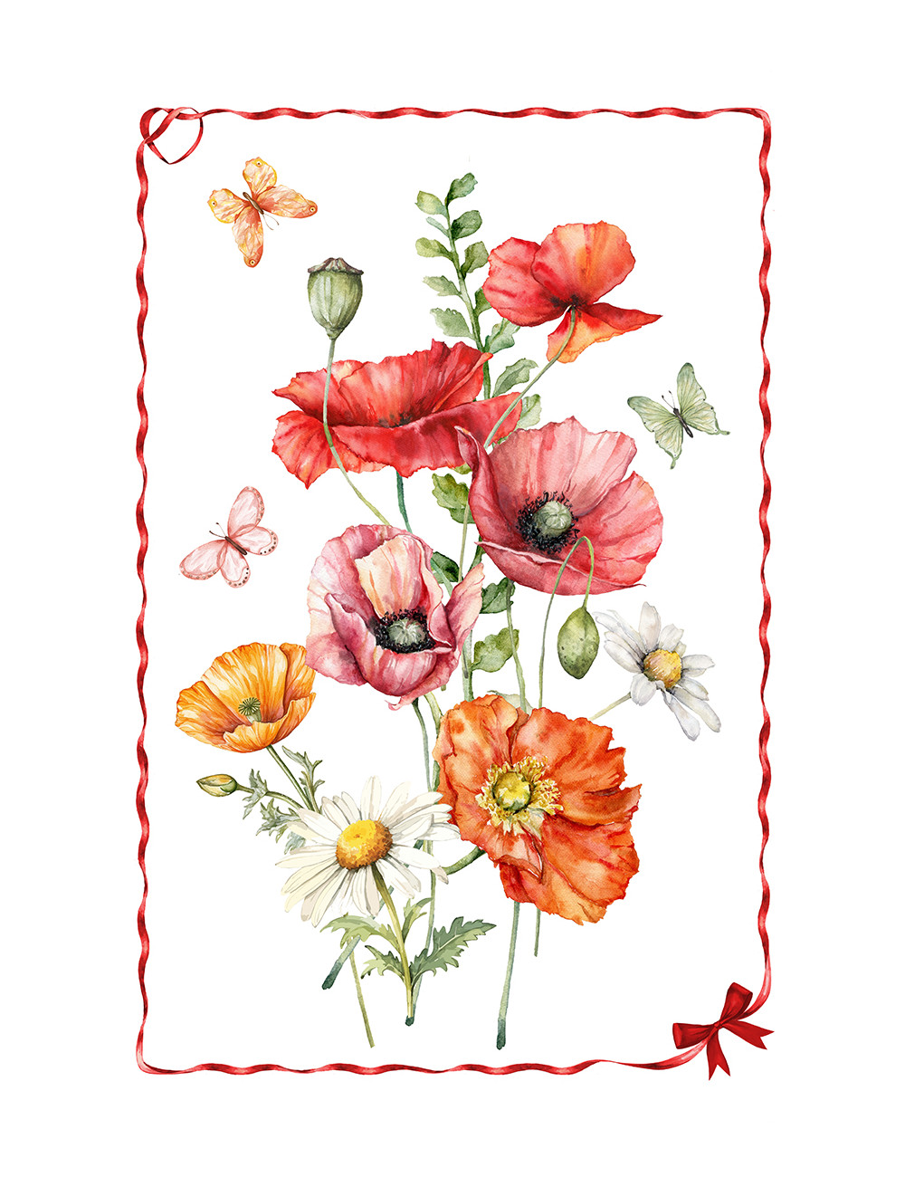 Set de torchons de cuisine en coton 5 pièces 50x70 cm – Motifs floraux et chats Made in Italy