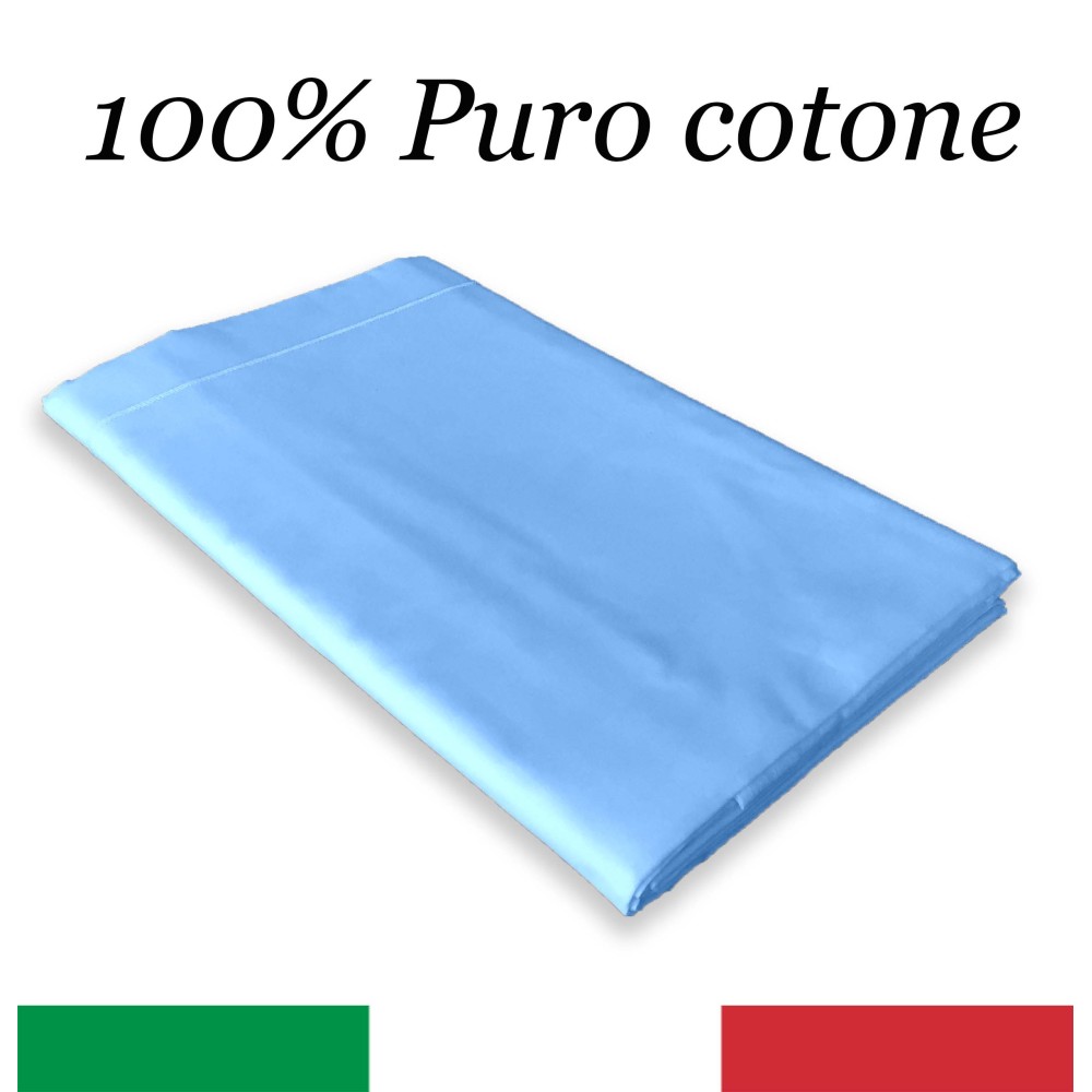 Sábana superior CORDONETTO STRONG azul claro fabricada en Italia
