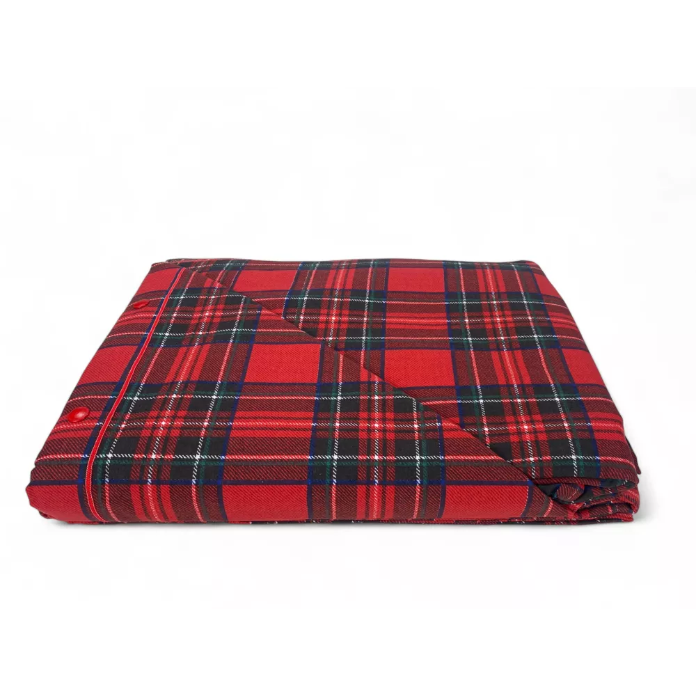Red Tartan Flannel Sheet Set - 100% Cotton Fleece - Made in Italy