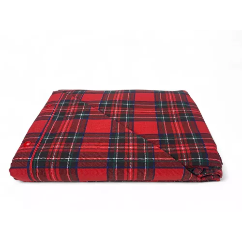 Completo Lenzuola Flanella Tartan Rosso - 100% Cotone Felpato - Made in Italy