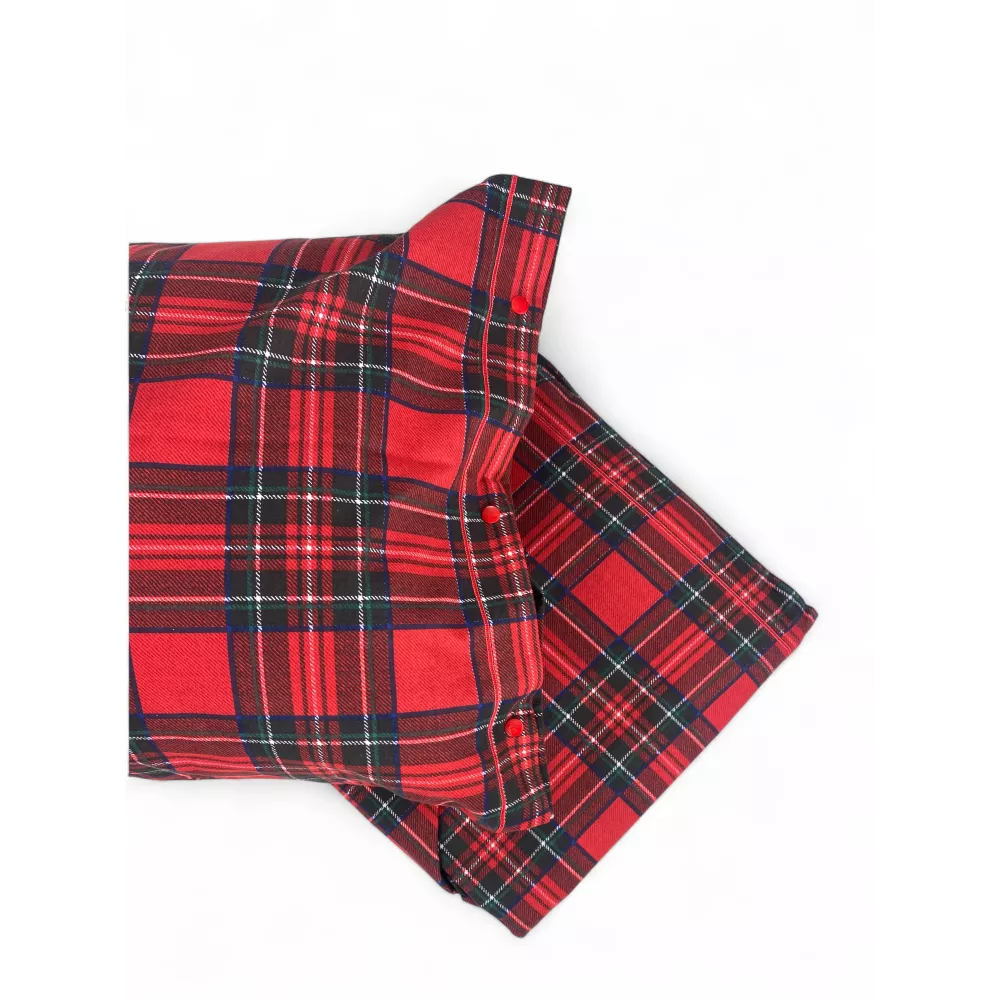 Completo Lenzuola Flanella Tartan Rosso - 100% Cotone Felpato - Made in Italy
