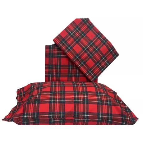 Housse de couette double en tartan rouge - 100 % flanelle de coton - Rabat supplémentaire 40 cm - Fabriqué en Italie 2