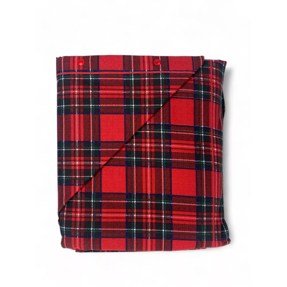 Doppelbettbezug Tartan Rot - Flanell aus 100% Baumwolle - Extra Klappe 40 cm - Made in Italy