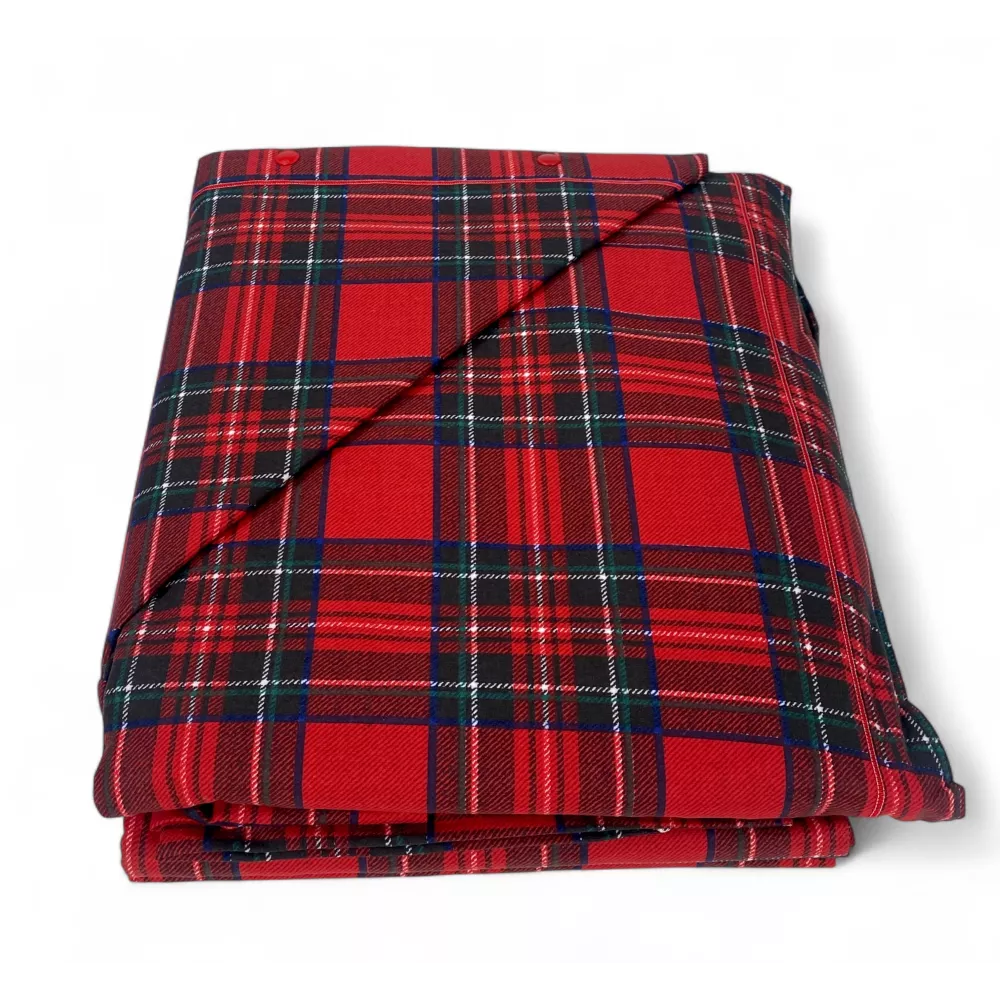 Funda nórdica doble de tartán rojo - Franela 100% algodón - Solapa extra 40 cm - Made in Italy