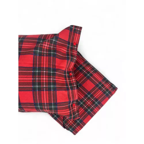 Red Tartan Double Duvet Cover - 100% Cotton Flannel - Extra flap 40 cm - Made in Italy