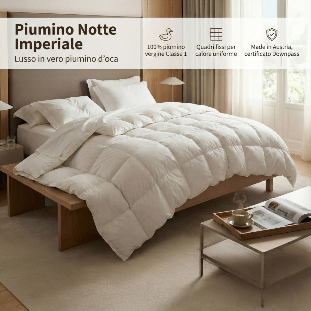 Piumino Notte Imperiale - 100% Piumino d'Oca, Quadri Fissi, Austria