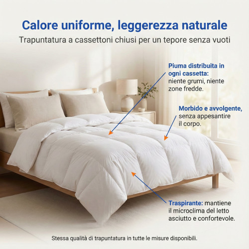 Piumino d’Oca Trentino 4 Stagioni, 2 Piumini Separabili, Soffice e Versatile