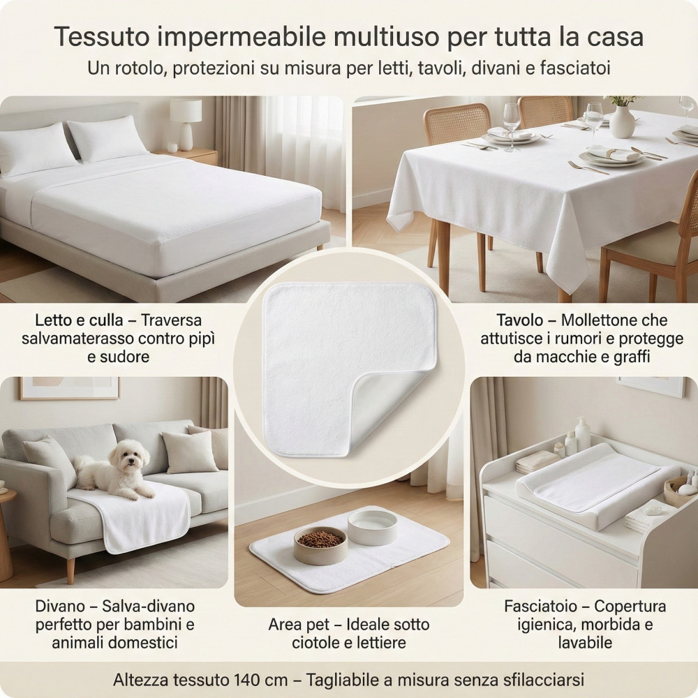 Protège-matelas imperméable en coton et PVC - Couvre-matelas anti-urine pour bébés et seniors - Fabriqué en Italie