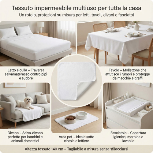 Protezione materasso impermeabile in cotone e PVC - Coprimaterasso antiurina per neonati e anziani - Made in Italy