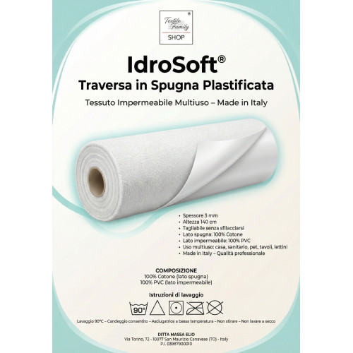 Tejido impermeable de algodón de cotón de cotón 3mm - Funda de colchón, protector de sofá - Fabricado en Italia