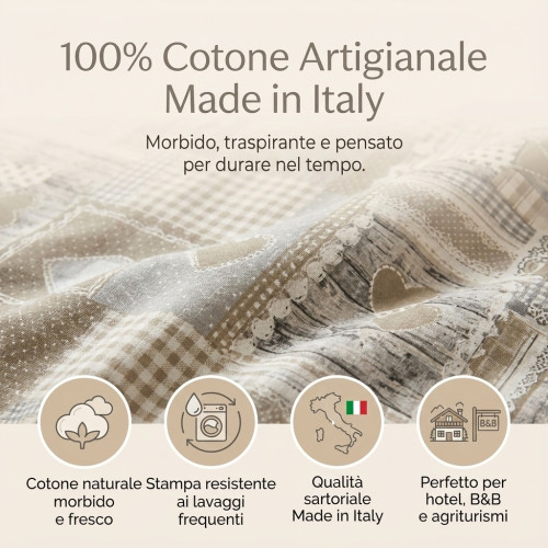 Copripiumino Tirolese Cuori Aprica Beige – Cotone 100% Made in Italy