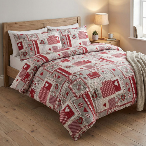 Tyrolean Duvet Cover Hearts Aprica Bordeaux – 100% Cotton Made in Italy