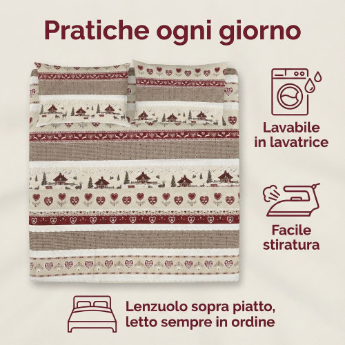 Set de sábanas estilo montaña 100% algodón Valbadia fabricado en Italia
