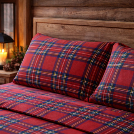 completo lenzuola disegno tartan in puro cotone