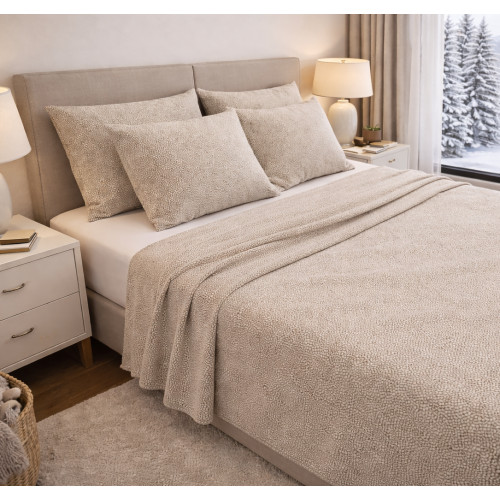Boy Beige Winterlakenset aus reiner Baumwolle, warm und anti-pilling