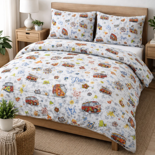 Peace and love hippie style duvet cover