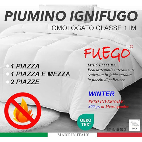 CHAQUETA SINTÉTICA IGNÍFUGA DE PLUMAS ignífuga Fuego Ignífugo Fabricado en Italia APROBADO