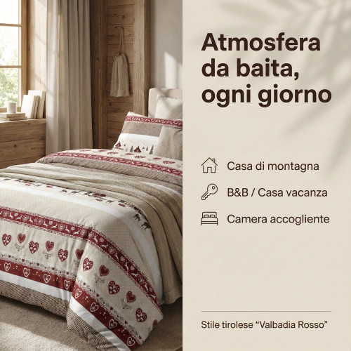 Tyrolean duvet cover Valbadia with deer and mountain huts