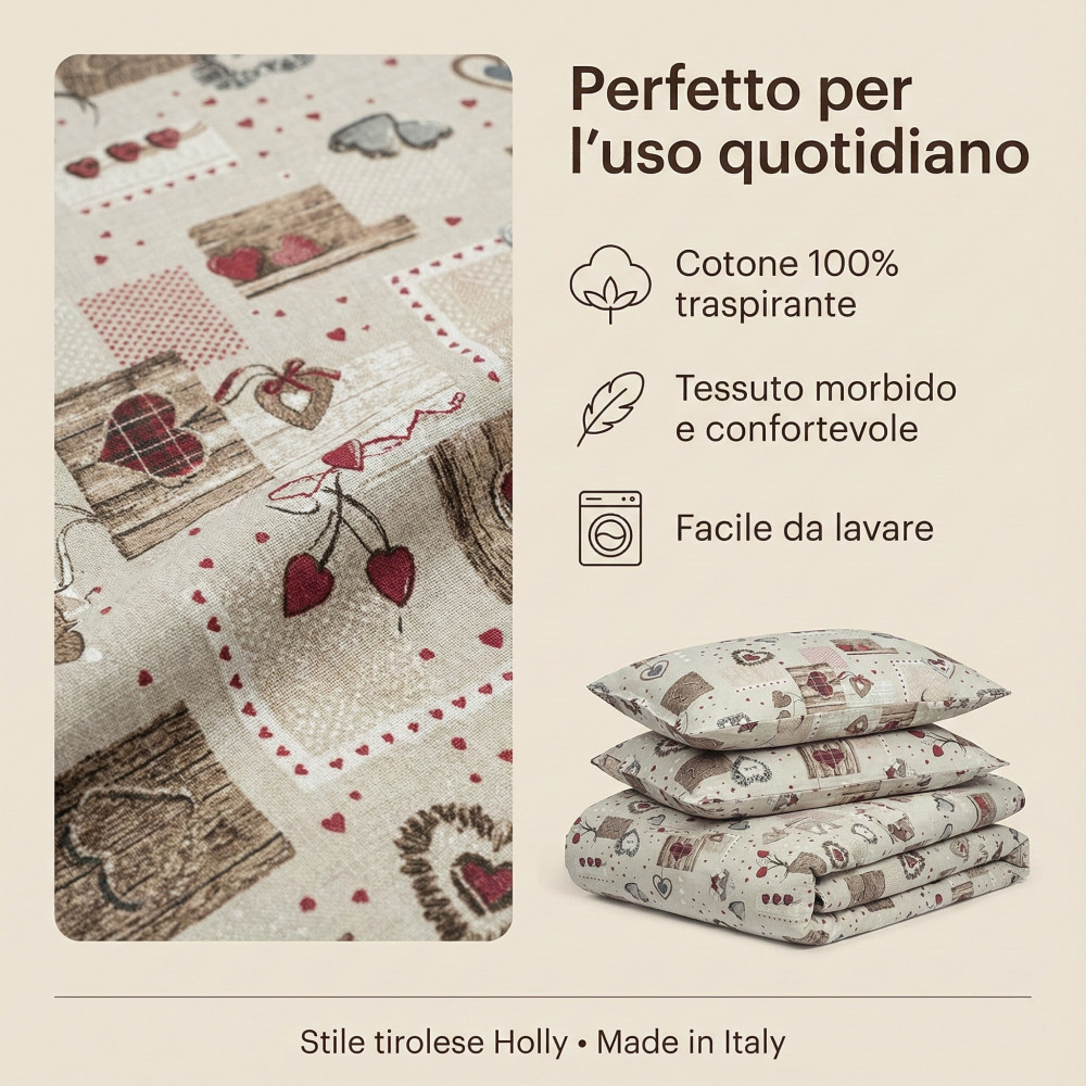 COPRIPIUMINO Tirolese dis. HOLLY CUORE country