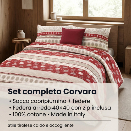 Housse de couette tyrol conception de corvara in badia pur coton fabriqué en Italie