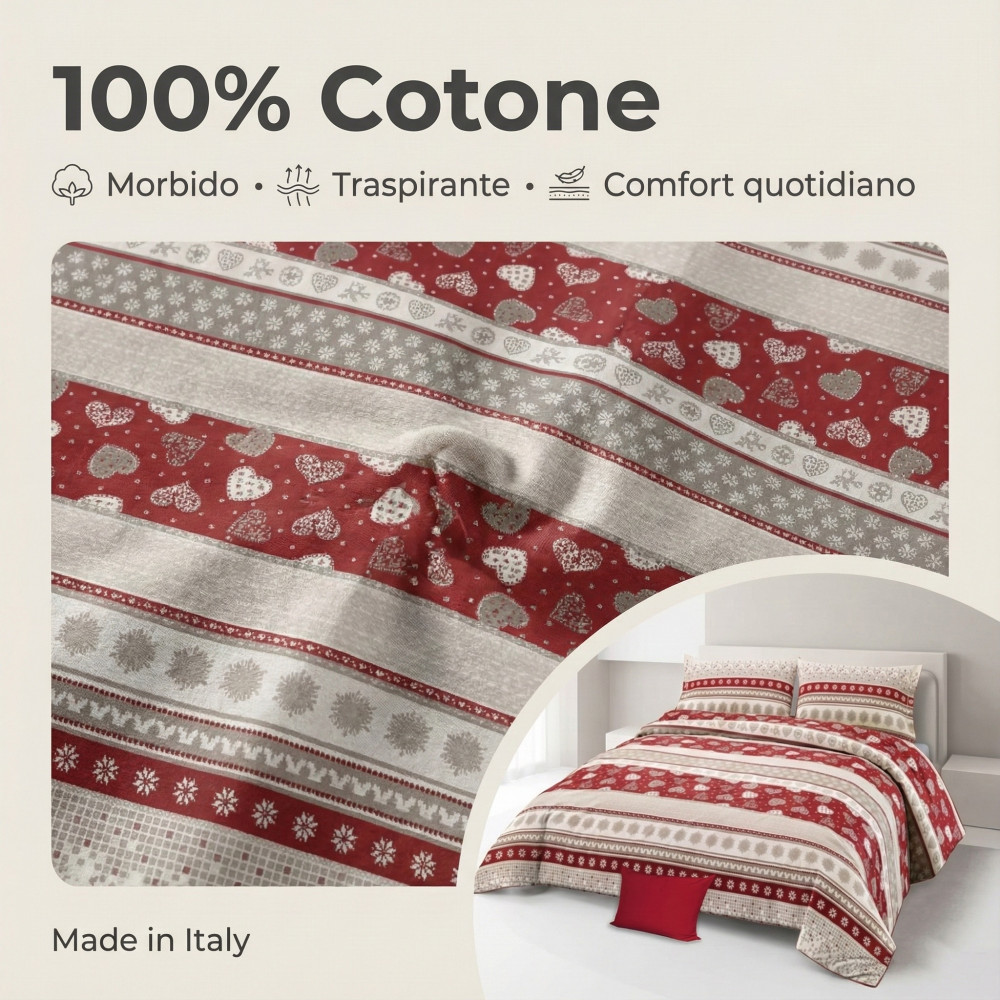 Funda nórdica tirolina dis. CORVARA MONTAGNA en puro algodón Made in Italy