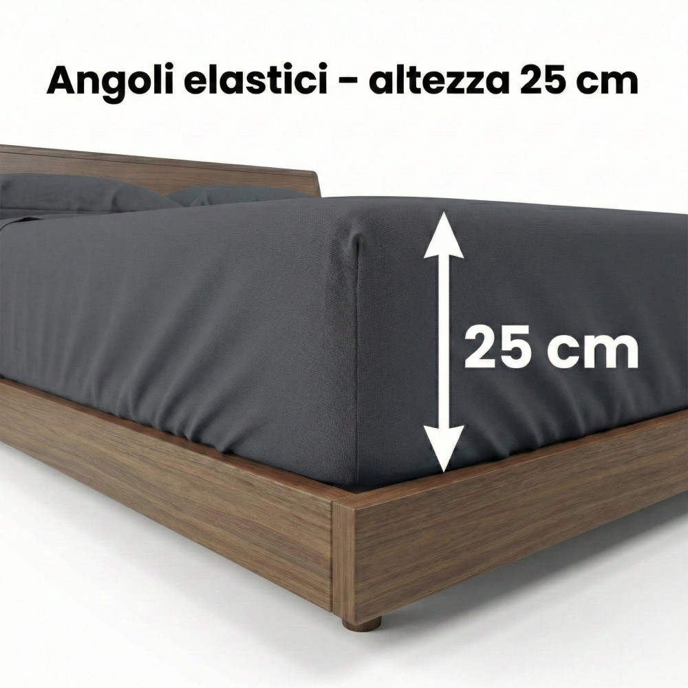 Juego de sábanas 100% algodón gris plomo, Made in Italy, lavable