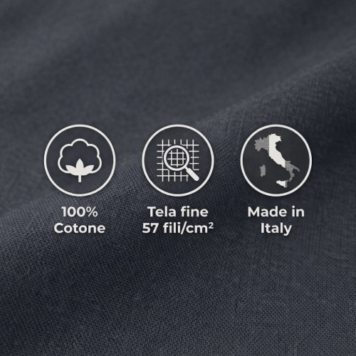 Juego de sábanas 100% algodón gris plomo, Made in Italy, lavable
