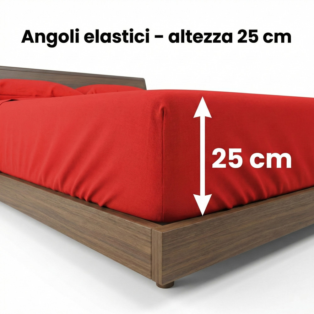 STRONG SHEETS sheet SET solid color RED pure COTTON Made in Italy
