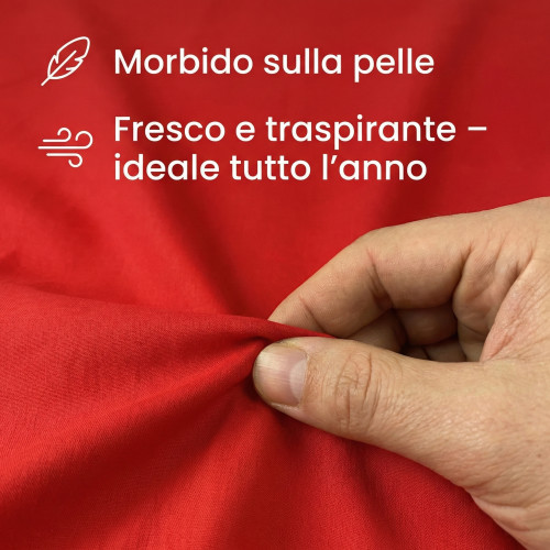 JUEGO DE SÁBANAS SÁBANAS FUERTE color sólido ROJO ALGODÓN puro Made in Italy