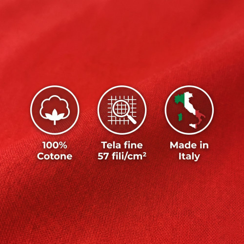 STRONG SHEETS sheet SET solid color RED pure COTTON Made in Italy